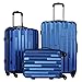 Coolife® 3 Piece Luggage Suitcase Hardside Spinner set with TSA 20 inch 24 inch 28 inch Carried on Trunk(blue)
