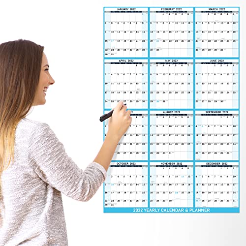 2022 Erasable Calendar Dry Erase Calendar, Julian Date, Jan. 2022 Dec. 2022, Thick Paper