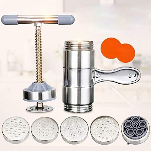 Moobom 製麺機 麺メーカー 回転式押パスタマシーン 手作り 自宅で簡単に楽しく麺作り ステンレス鋼 うどん そば ラーメン 餃子など製麺道具 家庭用 商業用 5種類カッター B07t1hvdfl 1 094円