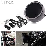 HOZAN Black 5.75inch Motorcycle LED Headlight Housing 5-3/4 LED Headlight Mount for Harley Honda Suzuki Kawasaki Vulcan Cruiser Bike Cafe racers