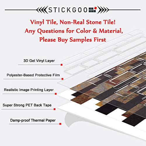 STICKGOO Anti-Mold Peel and Stick Wall Tile, Self-Adhesive Kitchen Backsplash in Sandstone (Pack of 5, Thicker Design)