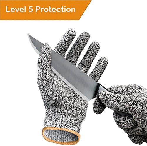 Cut Resistant Gloves / Cut Gloves - Cutting Gloves for Pumpkin Carving, Wood Carving, Meat Cutting and Oyster Shucking - Cut Proof Gloves with Level 5 Protection (Small, Medium, Large, Extra Large)
