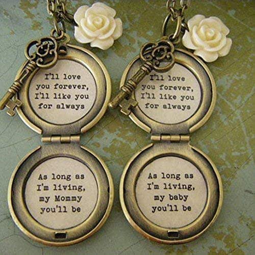 Amazon Com I Ll Love You Forever I Ll Like You For Always My Mommy You Ll Be Baby You Ll Be Mother Daughter Necklace Set Quote Locket Handmade i ll love you forever i ll like you for always my mommy you ll be baby you ll be mother daughter necklace set quote locket
