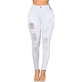 WEEKXING Womens Skinny Ripped Jeans High Waisted Stretch Jeans Destroyed Distressed Denim Pants