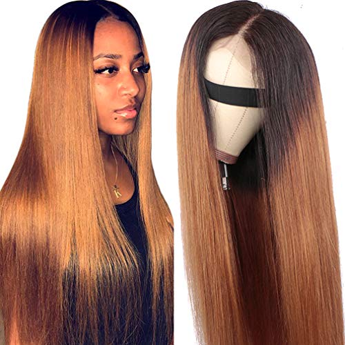 Haha Ombre Lace Closure Human Hair Wig Straight 4×4 Closure Wig 1b/30 Ombre Brown Human Hair Lace Front Wig Pre Plucked for Black Women 150% Density 16 Inches Haha Ombre Lace Closure Human Hair Wig Straight 4×4 Closure Wig 1b/30 Ombre Brown Human Hair Lace Front Wig Pre Plucked for Black Women 150% Density 16 Inches