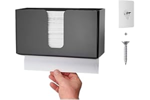 IEEK Paper Towel Dispenser Wall Mount Acrylic Paper Towel Holder for Bathroom Office and Kitchen,Hand Towel Dispenser Fits Multi-Fold Paper Towel,C-Fold, Zfold,Tri fold Paper Towels,Black