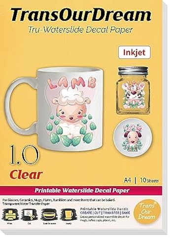 TransOurDream Water Slide Decal Paper for Inkjet Printer CLEAR (10 ...