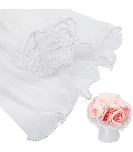 thumbnail image 2 of 8Yds White Flower Wrapping Mesh Paper Ruffle Wrinkled Translucent Wavy Net Yarn Organza Fresh Floral Bouquet Packing Wrappers Florist Supplies Christ 2 of 10