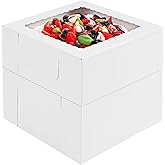 Moretoes 20pcs 8x8x8 Inches Cake Boxes with Window, White Bakery Dessert Boxes, Cajas Pasteles for Cake, Valentine's Day, Mother's Day, Birthday, Wedding, Party