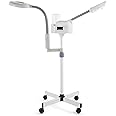 Professional Facial Steamer 2 in1 Steamer for Face 5X LED Magnifying Lamp Facial Steamer for Esthetician Beauty Face Equipment Use at Home or Salon（White）