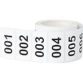 DGBDPACK Consecutively Numbered Labels, 2 x 1 Inch Self-Adhesive Vinyl Inventory Numbered Sticker (001-500)