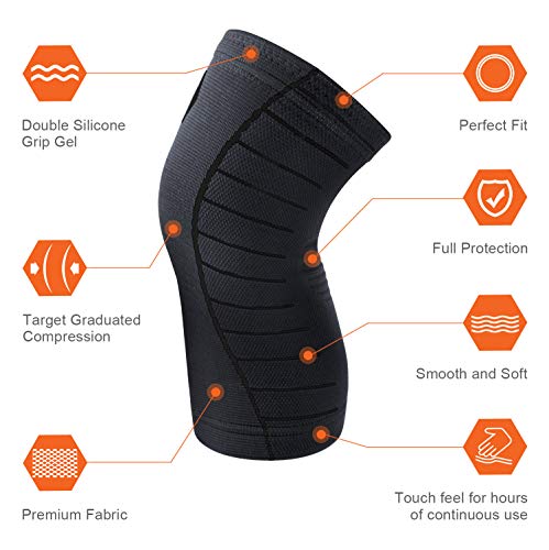 image for CAMBIVO 2 Pack Knee Brace, Knee Compression Sleeve Support for Running