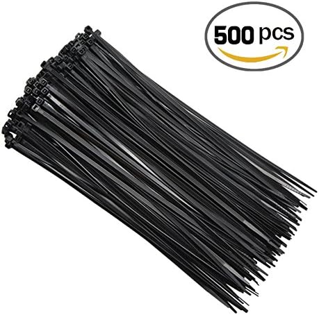 Black Nylon Cable Zip Ties, Releasable Adjustable 8 Inch Wire Ties 500 PCS