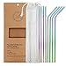 YIHONG Set of 8 Stainless Steel Metal Straws Ultra Long 10.5 Inch Colorful Reusable Drinking Straws For Tumblers Rumblers Cold Beverage (4 Straight|4 Bent|2 Brushes|1 Pouch)