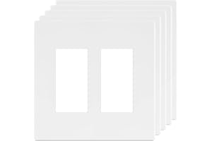 LIDER Matte Finish Double Decorator Switch Cover, Screwless Wall Plate, Mid-Size 2-Gang 4.88" x 4.92", Unbreakable Polycarbonate Thermoplastic, UL Listed, LSWP-32M-W5P, White, 5 Pack