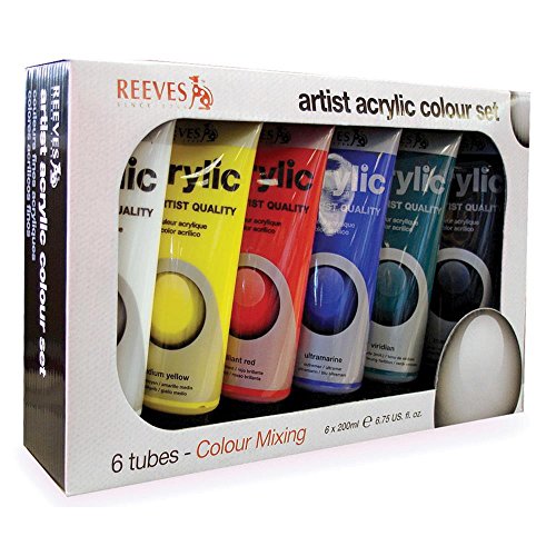 Reeves 6-pack acrylic color tube set, 200ml