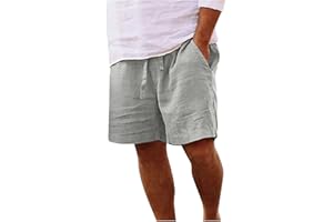 Lisgai Linen Shorts for Men Summer Soild Color Beach Shorts Elastic Waist Drawstring Outdoors Shorts Breathable Sports Shorts