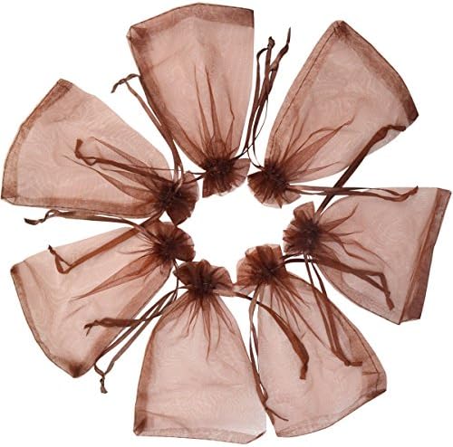 100pcs Organza Bags-Tojwi 3.54"x4.33" Drawstring Pouches Jewelry Candy Gift Favor Bag for Party Wedding Storage Bags(9x11cm, Brown)