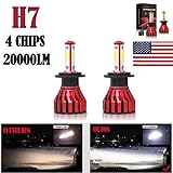 2Pcs H7 LED Headlight Bulbs Conversion Kit Car Headlamp 20000LM 6000K Cool White Hi/Lo Beam DRL Fog Light Replace for Halogen HID - Plug and Play