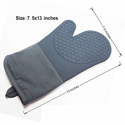 Heat Resistant Kitchen Oven Mitts 500 Degrees with NonSlip Silicone