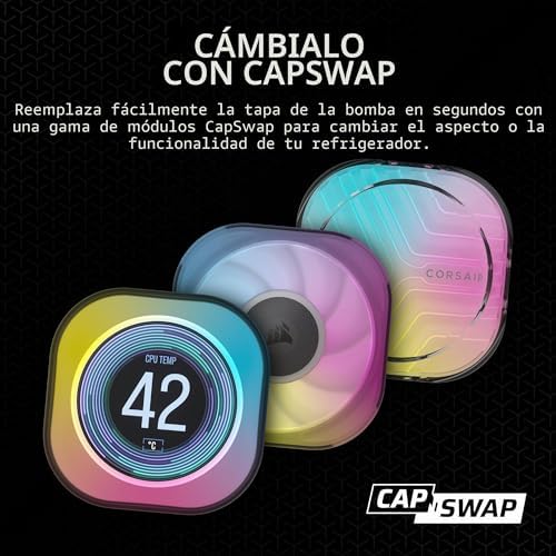 iCUE Link Titan 360 RX Refrigerador Líquido RGB para CPU – 360mm AIO – 3X RX120 Ventiladores RGB Incluidos – Compatible con Intel LGA 1851/1700, AMD AM5/AM4 – Hub iCUE Link Incluido – Negro