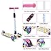 Yuppy Kick Scooter For Kids 3 Wheel Lean To Steer 4 Adjustable Height PU ABEC-7 Light Up Wheels For 3-12 Year Old Toddler Pink