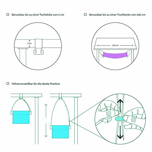 Qiorange Fußablage Hängesessel für Büro Schreibtisch Hängematte (Schwarz weiß Streifen) – Bild 4