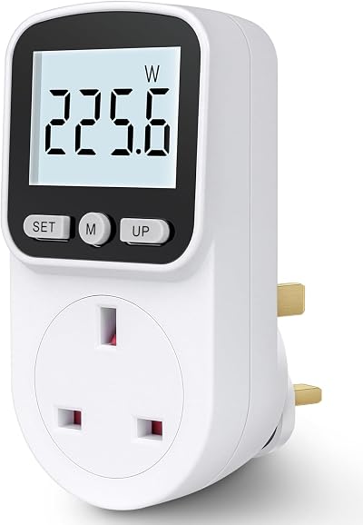 MECHEER Electricity Usage Monitor Power Meter UK Socket Large LCD Backlit 8