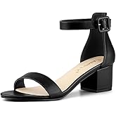 Allegra K Women's Block Low Heels Ankle Strap Sandals