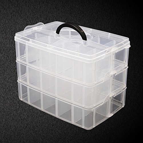 3 Tier Clear Stackable Storage Box 30 Compartment Craft