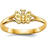 JewelryWeb 14k Yellow Gold Solid Polished Butterfly Angel Wings Ring Size 2.00 Ring for Women