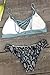 CUPSHE Women's Sly Blue Lace up Leopard Bottom Padding Bikini Set (M)
