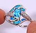 CiNily Silver Blue Fire Opal Aquamarine for Women Jewelry Gemstone Ring Size 7