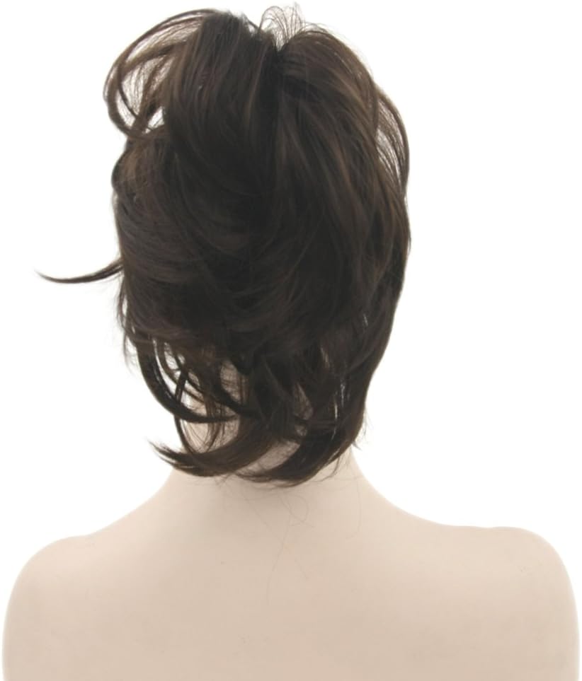 Oubeca Adjustable Claw Ponytail Hairpiece Layered Wavy Messy Pony tail Extensions (2/33 Dark Brown)