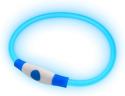PetSol LED Dog Collar Blue USB Rechargeable Flashing Light Safety Collar