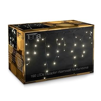 192 LED Lichterkette Lichtervorhang Eiszapfen Eisregen Multifunktional (4m) Innen/Außen Weihnachten Warmweiß