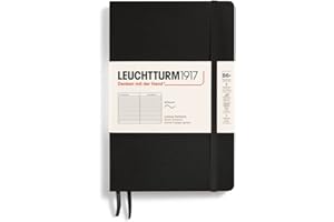 LEUCHTTURM1917 - Notebook Softcover Paperback B6+ - 123 Numbered Pages for Writing and Journaling (Ruled, Black)