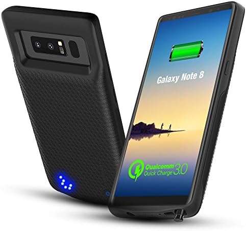 Quick Charger 3.0 Galaxy Note 8 Battery Case, CASESSARY 4900mAh Rechargeable Extended Protective Portable Charger, External Battery Case with QC 3.0 Charging for Samsung Galaxy Note 8 (Black)