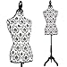 Beautifully Patterned Female Mannequin Torso Dress Form Display W/ Black Tripod Stand