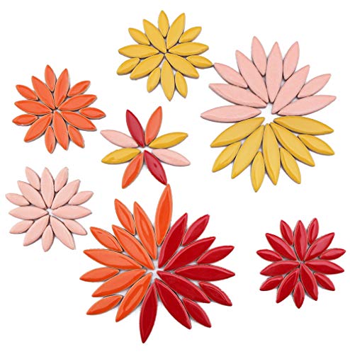 Yourway Style Leaf Shapes Ceramic Mosaic Tiles with Three Different Sizes for Handmade Decoration Craft Suitable for Kids and Adult(568g/1.25lb) (Red) - Thumbnail 3