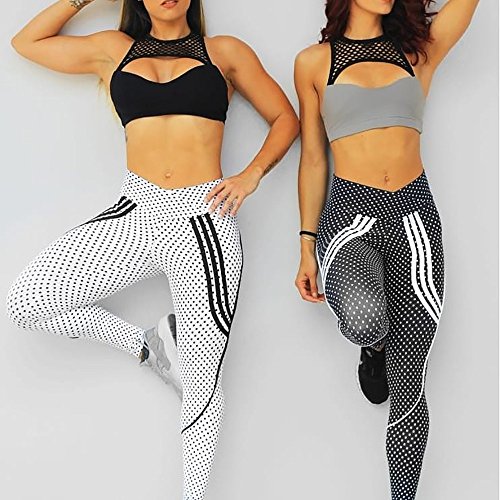 Women's Yoga Pants Dot Exercises Leggings Fitness Sports Running Pants Women's Pants Casual Pants spandex yoga pants Riding Bicycle Leggings (L, Black) - Thumbnail 2