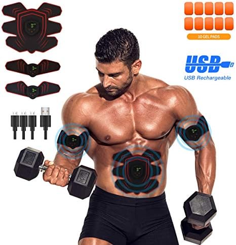 ABS Stimulator Ab Stimulator Muscle Toner Abdominal Toning Belt Workouts Portable EMS Training Home Office Fitness Equipment for Abdomen/Arm/Leg Training Workout Equipment Portable(USB Charging)