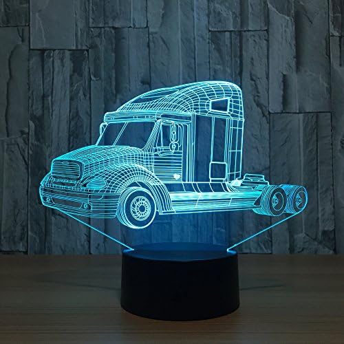Circle Circle Truck 3D Optical Illusion Lamp 7 Colors Change and 15 Keys Remote Control LED Night Light Perfect Gifts Toys for Children Kids