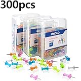 MROCO Push Pin Push Pins Color Push Pins Office Push Pin, Clear Push Pins,Thumb Tacks,Thumb Tack Decorative for Cork Board, Home, Sharp Steel Points 3/ 8 Inch,5 Colors 300 Pieces