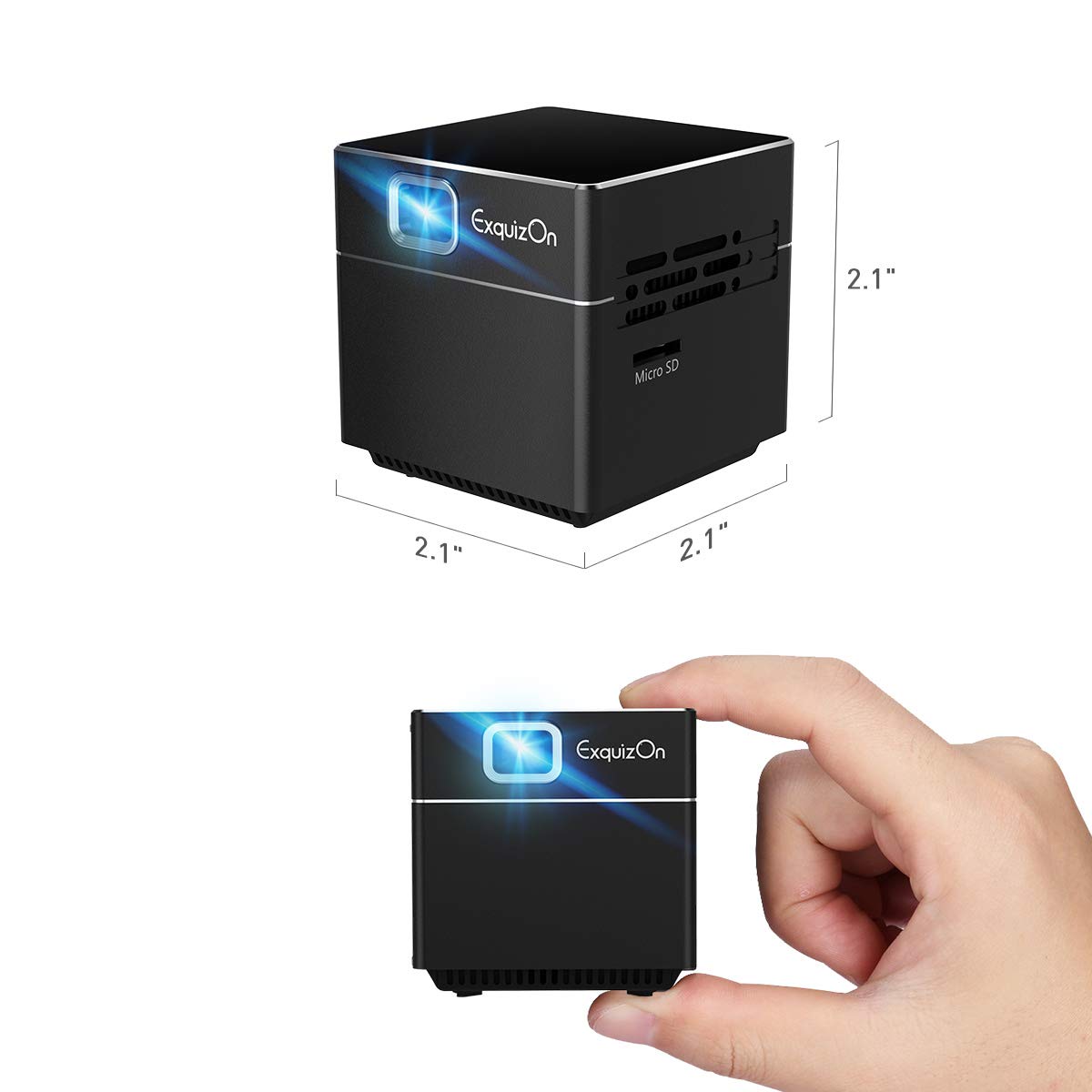 ExquizOn S6 Mini Cube Pico DLP Projector 1080P Supported Android and