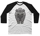 Ornate Rino Men's Large White/Black Raglan Sleeve Baseball Tee