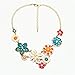 Qiyun Colorful Flower Beaded Festoon Lavalier Y Bib Choker Collar 18K Gold Necklace