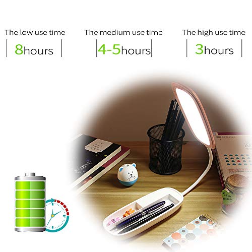 Led Desk Lamp Multi-Function As Pencil Case and Mobile Phone Holder, Soft and Eye-Protecting, Three-Speed Adjustable Light Table Lamp(Pink)