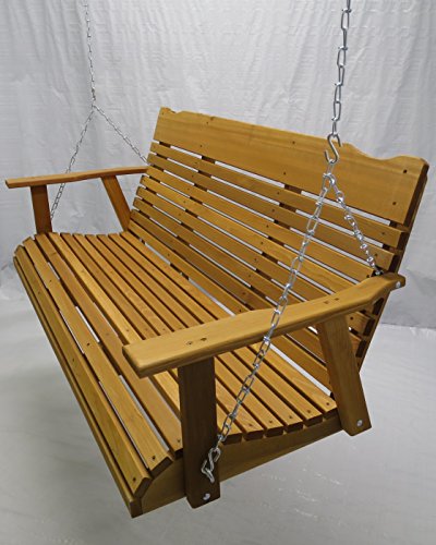 Kilmer Creek 5' Cedar Porch Swing W/stained Finish, Amish Crafted - Includes Chain & Springs - Thumbnail 3
