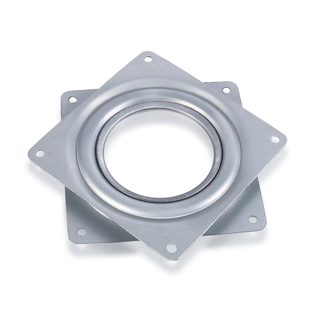 Joyzan Swivels Plate, Turntable Bearings Swivel Zinc Plate Square Hardware Parts Rotating Stand Steel Ball Screws Degrees Bearing Tray for Tv Computer Base Big Screen Kitchen Storage Racks Seat Bar